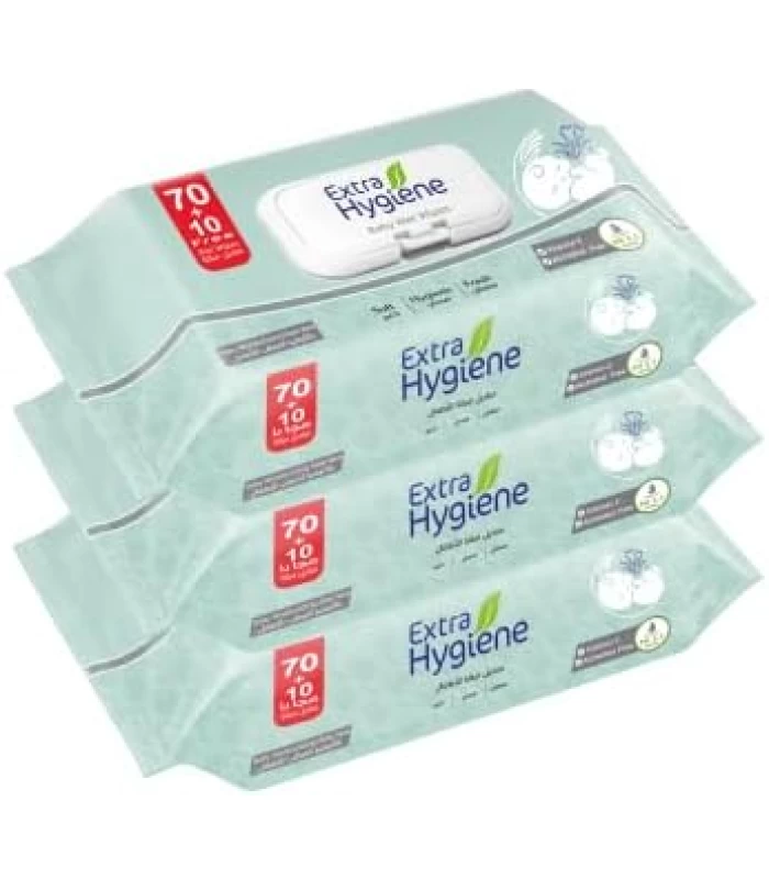Extra Hygiene WET WIPES BABY ALOE VERA 70+10W*3