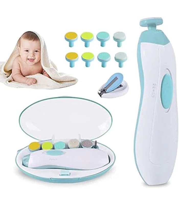 Magnova Baby Nail File Grinder Set Safe Nail Trimmer Kit for Kids,Electric -Safe Effective Baby Manicure Tools Kit for Newborn Toddler Girl Boys Kids 6 Heads and LED Light Electric Baby Nail Trimmer